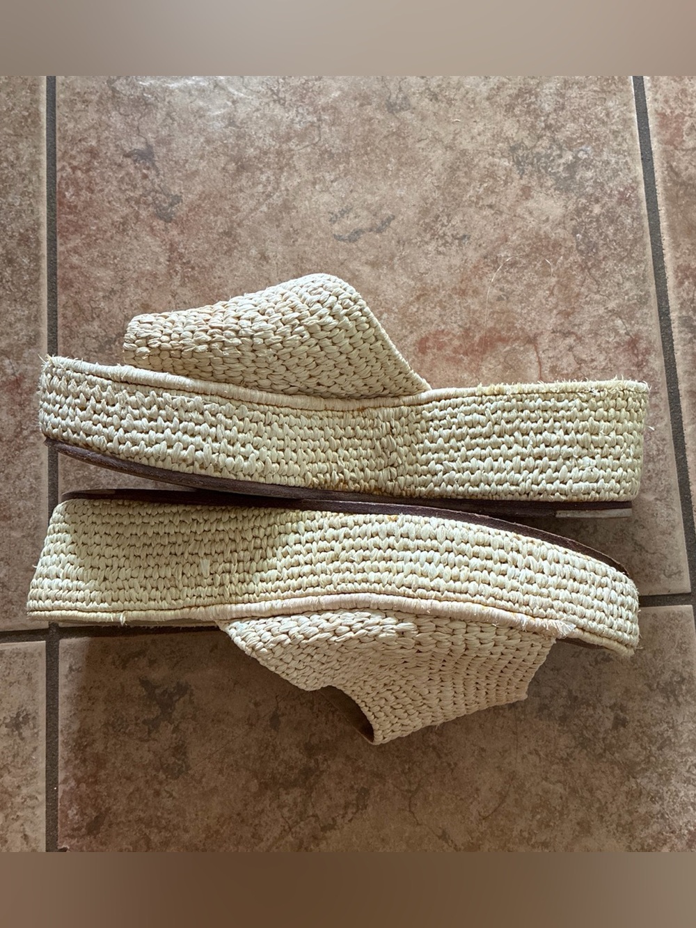 Vintage y2k Woven Espadrille Platform Slide Sandals in Natural - Picture 3 of 9